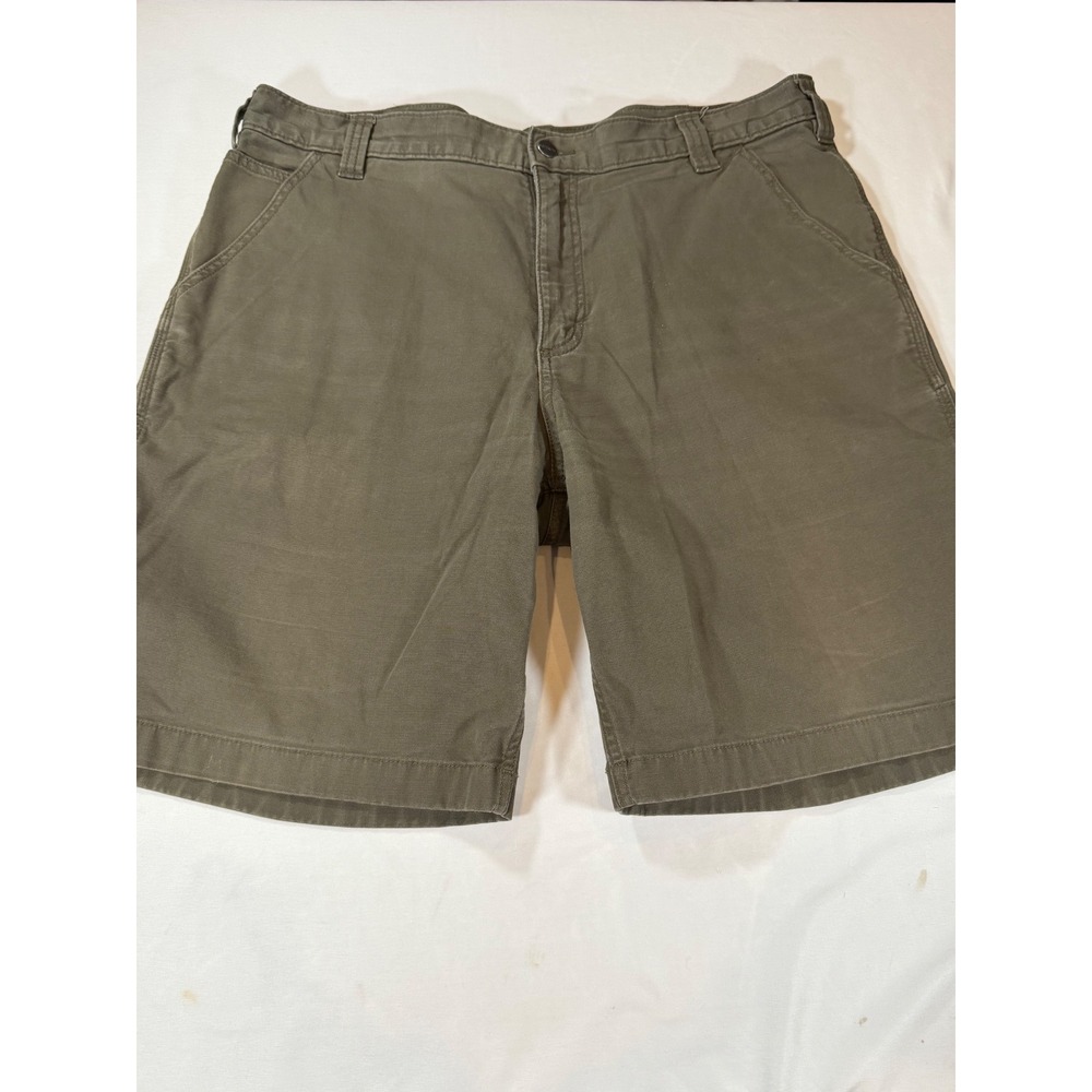 Carhartt Rugged Flex Canvas Work Shorts Mens 38 Olive Green Relaxed Fit Utility